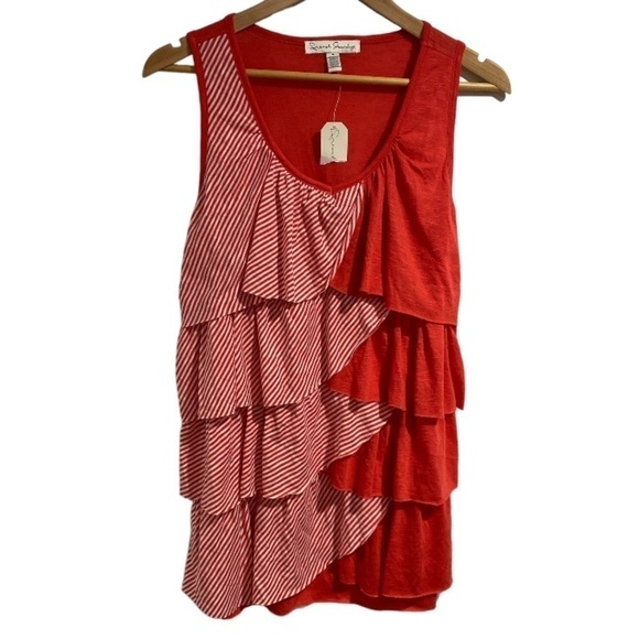 French Laundry blouse tank top layered raw hem diagonal asymmetrical layers NEW - Picture 1 of 4